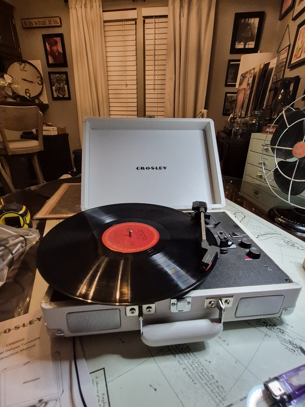 Crosley White Portable Suitcase Turntable with Built-In Speakers
